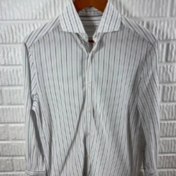Brunello Cucinelli Striped Basic Fit Long Sleeve Button Down 48 Medium - Picture 1 of 4